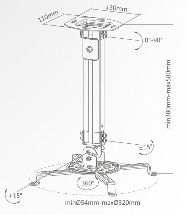 Projektorowy uchwyt sufitowy Full Motion Mount Czarny